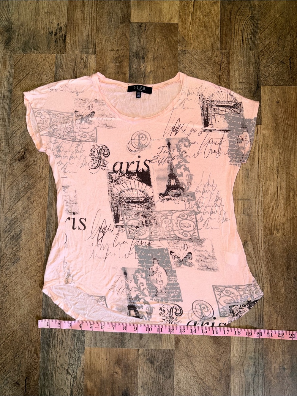 B.L.E.U. Light Pink Paris Graphic Short Sleeve Tee
